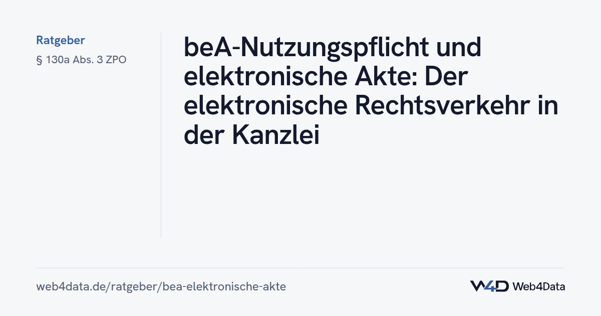 Titelgrafik: beA-Nutzungspflicht und elektronische Akte: Der elektronische Rechtsverkehr in der Kanzlei (Kanzleiorganisation)
