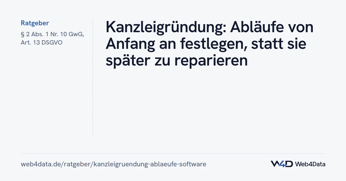Titelgrafik: Kanzleigründung: Abläufe von Anfang an festlegen, statt sie später zu reparieren