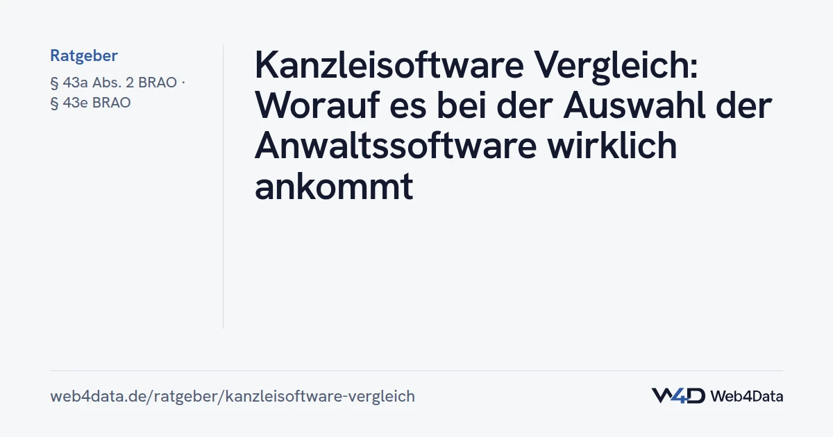 Titelgrafik: Kanzleisoftware Vergleich: Worauf es bei der Auswahl der Anwaltssoftware wirklich ankommt
