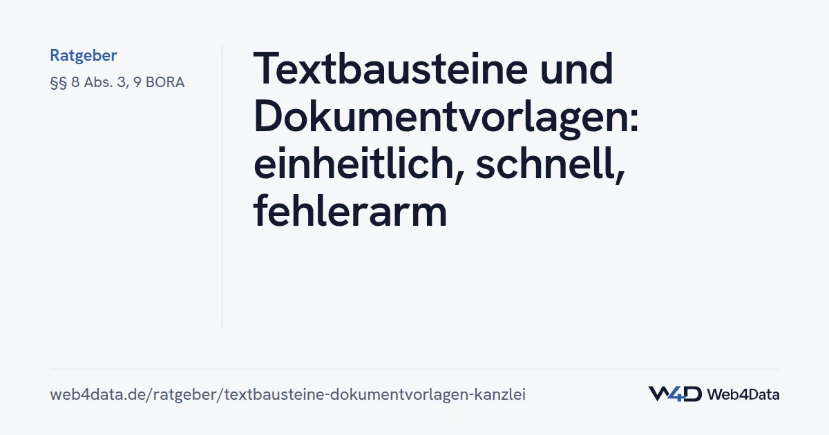 Titelgrafik: Textbausteine und Dokumentvorlagen: einheitlich, schnell, fehlerarm