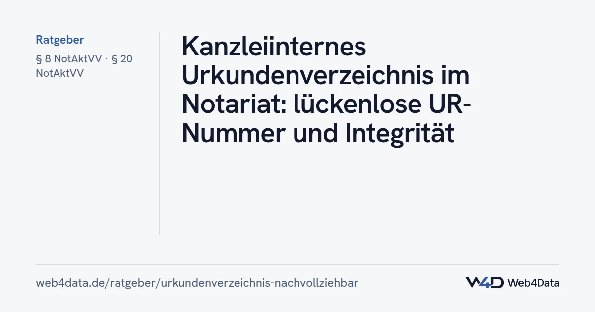 Titelgrafik: Kanzleiinternes Urkundenverzeichnis im Notariat: lückenlose UR-Nummer und Integrität