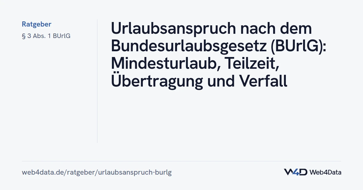 Titelgrafik: Urlaubsanspruch nach dem Bundesurlaubsgesetz (BUrlG): Mindesturlaub, Teilzeit, Übertragung und Verfall (HR & Arbeitsrecht)